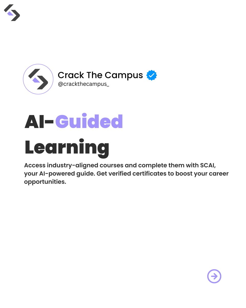 crackthecampus_'s tweet image. India&apos;s first all-in-one campus-to-career platform. Learn with AI, Practice Assessment, get certified courses, and access exclusive job opportunities. Complete career transformation, simplified.

Visit: crackthecampus.com

#placementsuccess #ailearning  #jobopportunities