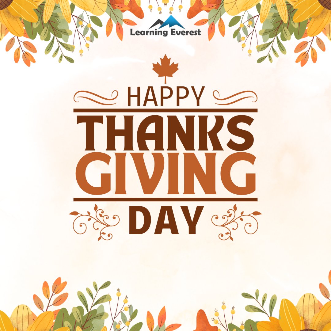 LearningEverest's tweet image. 🍂 Happy #Thanksgiving from Learning Everest! 🍂

Grateful for our clients, partners, and team who make our journey meaningful. Your trust keeps us inspired to build impactful learning solutions every day.

Wishing you joy, peace, and a season filled with gratitude and growth.