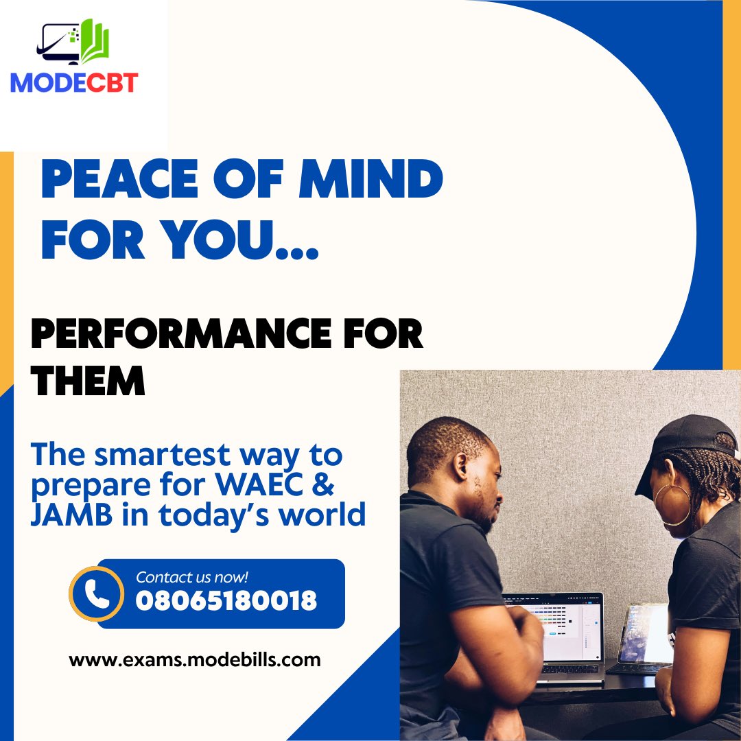 ArisetoInspire's tweet image. Peace of Mind for You. Performance for Them.
The smartest way to prepare for WAEC &amp;amp; JAMB in today’s world.
#CBT #waec2026 #JAMB #modebills #EducationMatters