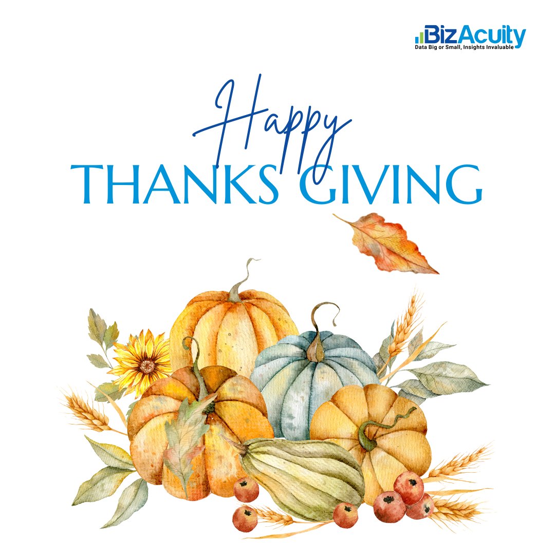 Thanksgiving is a meaningful moment to pause and appreciate the people who make progress possible.

At #BizAcuity, we’re grateful for the trust our clients place in us, the commitment our teams bring to every engagement, and the partners who help us strengthen the value we