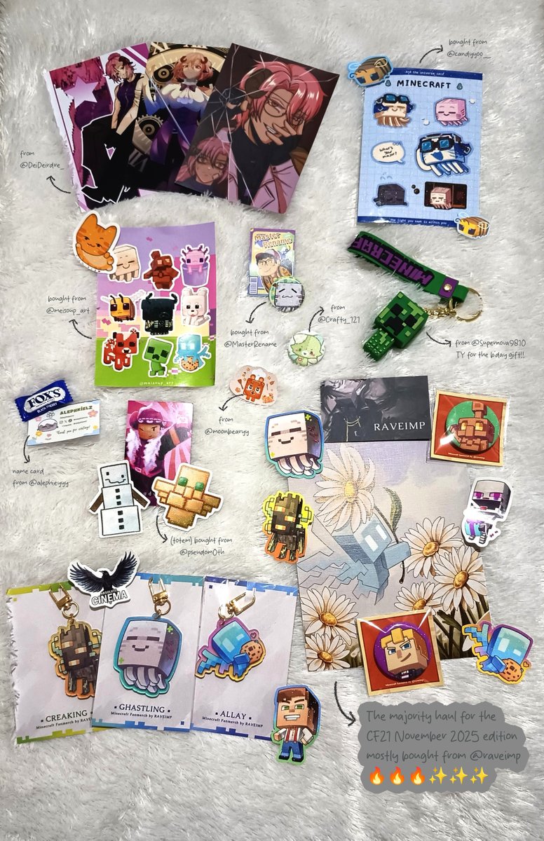 The freebies gift and major haul from some of my Minecraft fellows ✨😊✨

🐦‍⬛But for this one, the most majority haul to bought is from <a href="/raveimp/">Raven 🐦‍⬛🐦‍⬛</a> ✨✨ (hehe~)

#VibranceChromaticCF21 #CF21 #comifuro21 #EventRecap2025