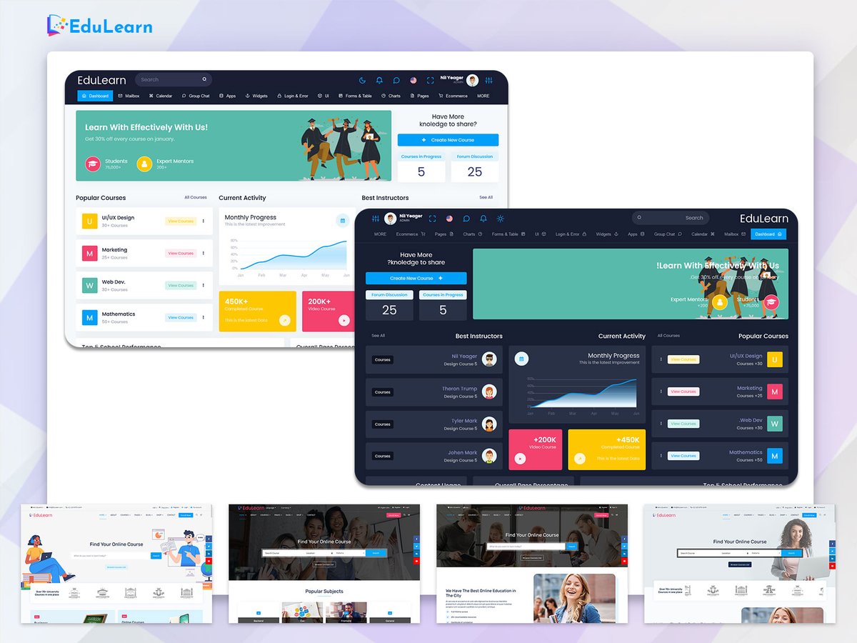 MultiStoreTheme's tweet image. Education Software Dashboard for Student Progress, Attendance &amp;amp; Course Insights
.
Buy Now: themeforest.net/item/edulearn-…
.
#educationdashboard #elearningdashboard #educationui #eduadminpanel #learningplatform #lmsdashboard #dashboardui #adminpanel #chartsanalytics #uidashboard