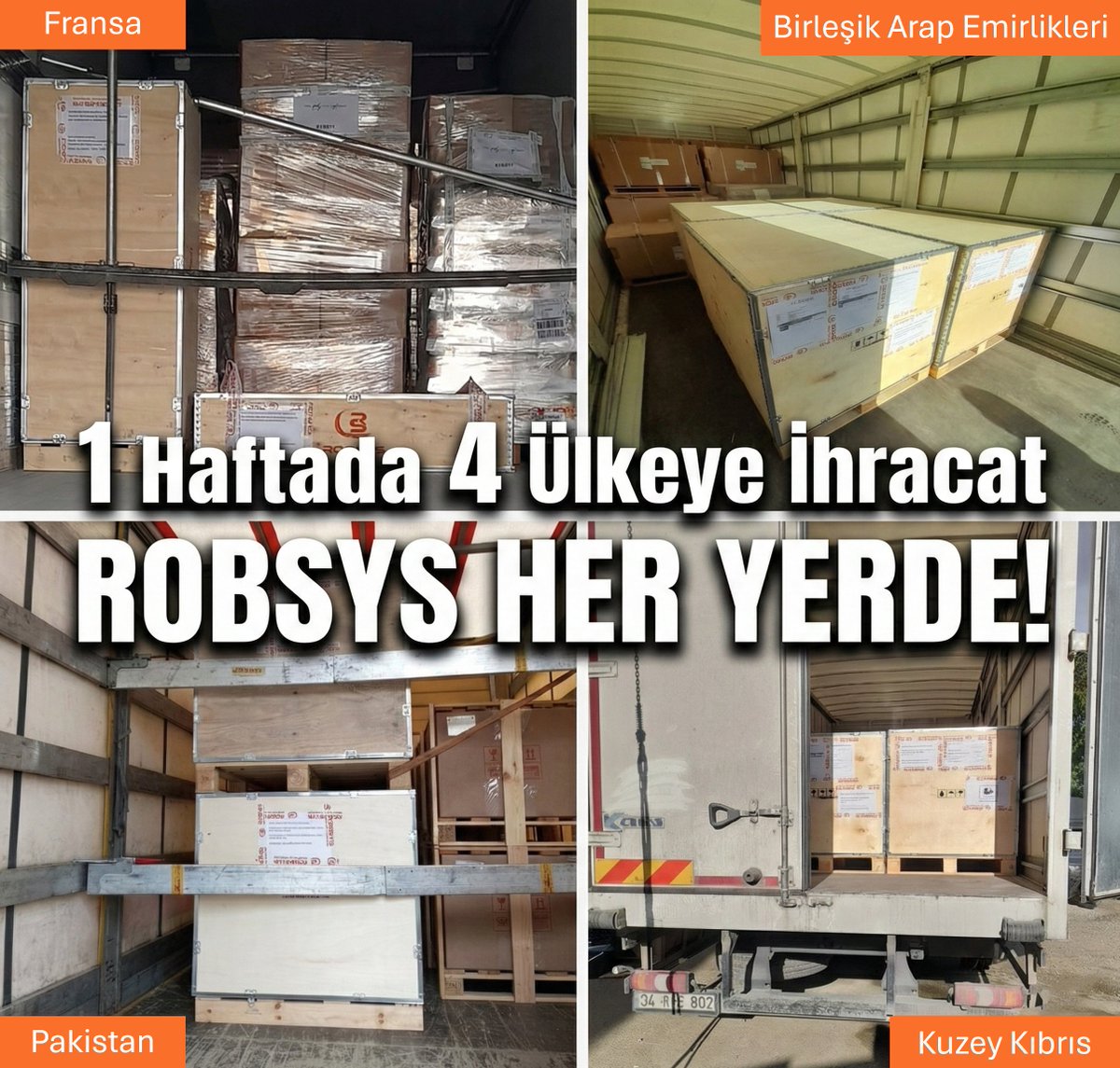 1 Haftada Fransa, BAE, Pakistan ve Kuzey Kıbrıs ihracatımızı  gerçekleştirdik!

📝 Ücretsiz Demo: rob-sys.com/ucretsiz-demo-…
👉 Web Site: rob-sys.com

***

We completed our export to France, the UAE, Pakistan, and Northern Cyprus !

📝Free Demo: rob-sys.com/en/request-fre…