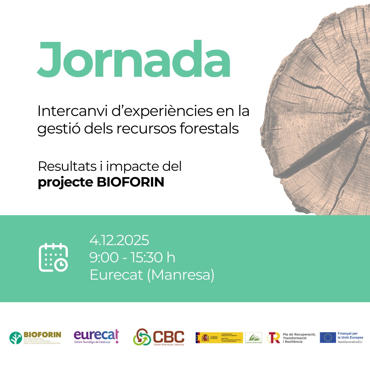 El 4/12 celebrem a Eurecat Manresa la jornada final de resultats del projecte <a href="/PBioforin/">Projecte BIOFORIN</a>.

Un punt de trobada per impulsar la bioeconomia i la gestió forestal sostenible al territori català.

🗓️ 4/12 de 9:00h a 15:30h

👉 Inscripcions obertes eurecat.org/calendari/jorn…