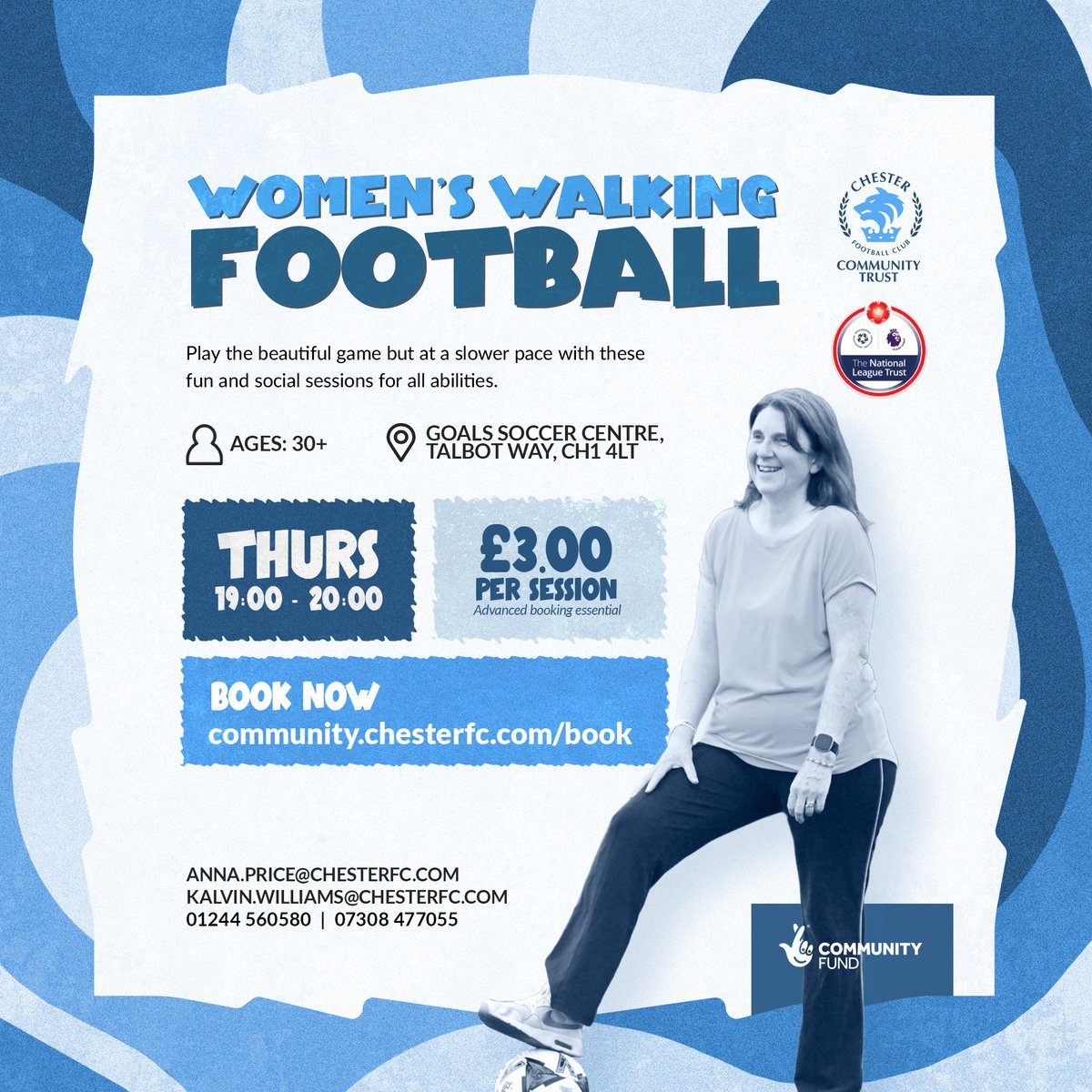 Thursday is Walking Football day! ⚽🚶‍♀️

With no running, heading, and reduced physical contact, Walking Football is a fun and safe way to enjoy the beautiful game.

We have weekly sessions for men and women, with new members of all abilities, fitness levels and experience