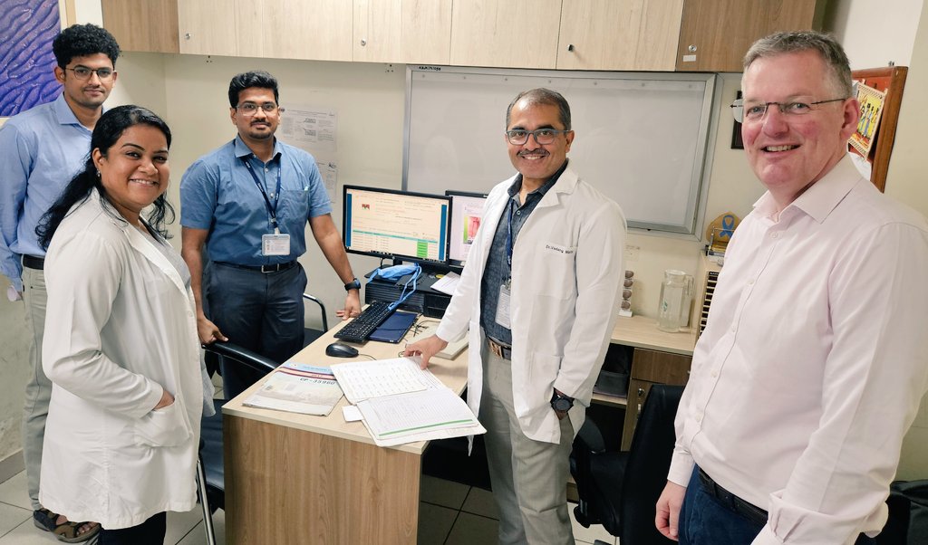 VedangMurthy's tweet photo. When Superstar 🌟 visitors like @nickva1 come to @RadOncTMC they have a fan base waiting for autograph on @NEJM paper on PACE-B as a souvenir.
Such a joy to have you here. Thanks for visiting @TataMemorial. https://t.co/3fxeJxEEp3