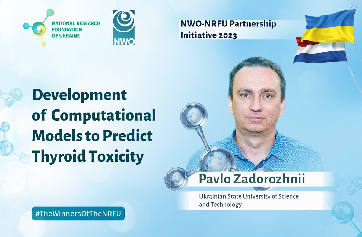 💊 Safe testing of chemicals&amp;drugs is more important than ever! 
A🇳🇱🇺🇦 team is developing VHP4Safety, a virtual human platform for animal-free safety testing. Pavlo Zadorozhnii is creating models to predict thyroid toxicity.
📲 More: cutt.ly/Ltt7u9td
#TheWinnersOfTheNRFU