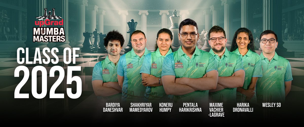 umumba's tweet image. The board is set. The minds are sharp.  
Chess royalty in green. 👑♟️  

#upGradMumbaMasters #TechMGCL