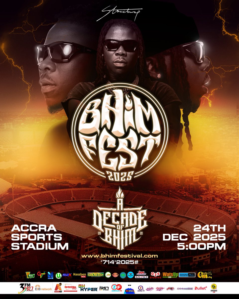 stonebwoy's tweet image. BHIM FEST. @BHIMFESTIVAL 

Accra Sports Stadium | 24. DEC. 2025
bhimfestival.com | *714*2025#