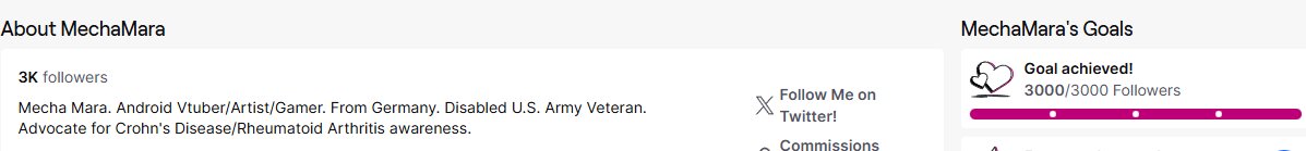 I just reached 3K followers on #twitch, Mechies. Thank you so much for the continued support! 

Hope you all have a happy thanksgiving. I'm thankful for having such an amazing community and the opportunity to hang out with you all every stream. 🤖💕