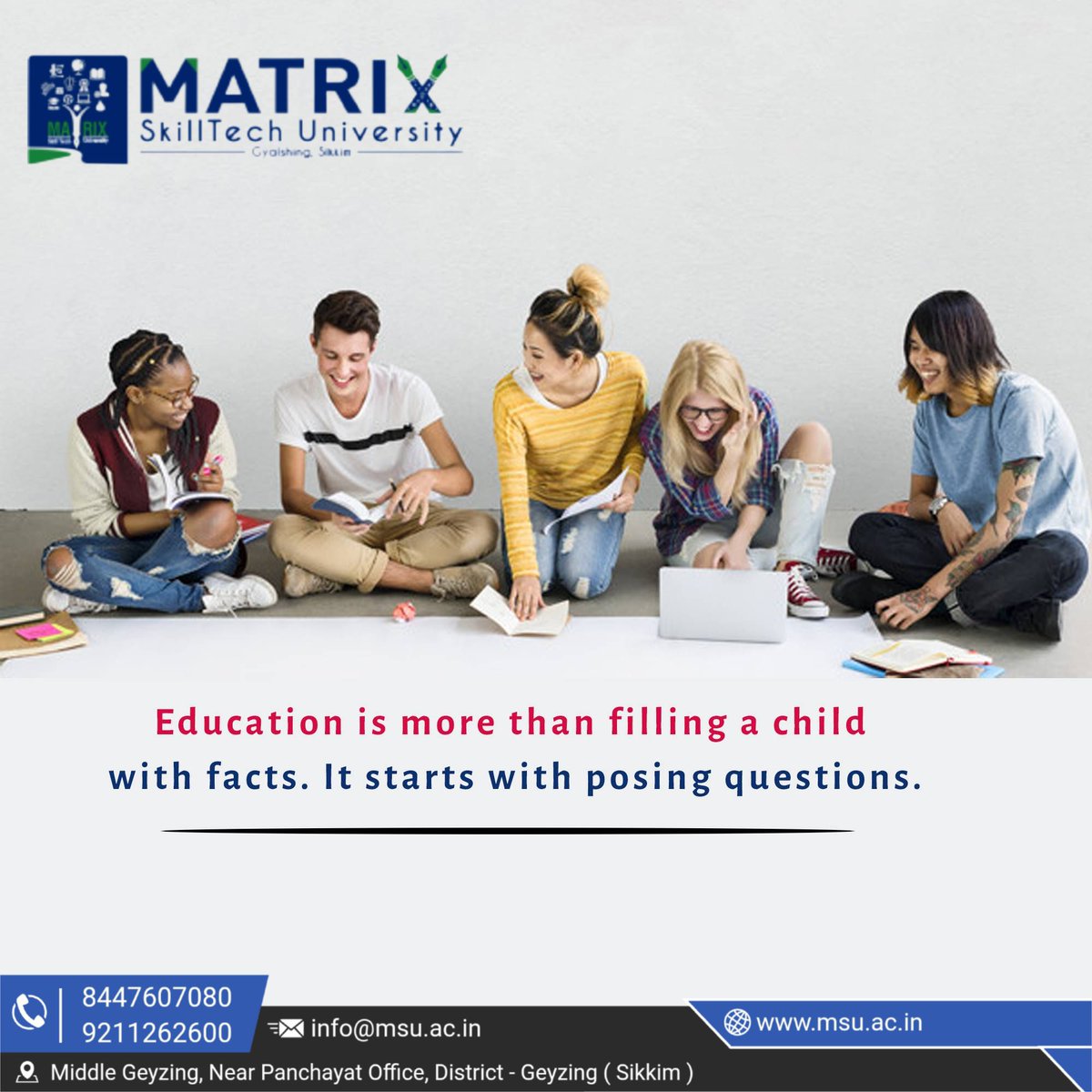 university19447's tweet image. At Matrix SkillTech University, education is more than learning—it is transformation.
#MatrixSkillTechUniversity #Education #SkillBasedLearning #FutureReady #KnowledgeIsPower #InnovativeEducation #LearningForLife #EmpowerThroughEducation #AcademicGrowth #BuildingFutures