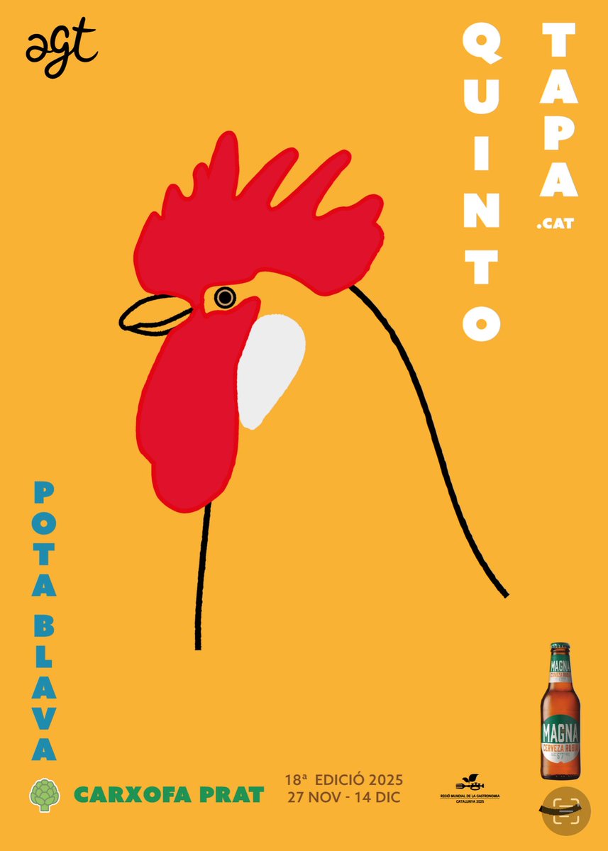 18a edició del QuintoTapa #ElPrat, la ruta gastronòmica per excel·lència torna a donar protagonisme al Pota Blava i la Carxofa Prat...
Més info: carlesalmagro.es/quinto-tapa
#JoSocQuintoTapa!