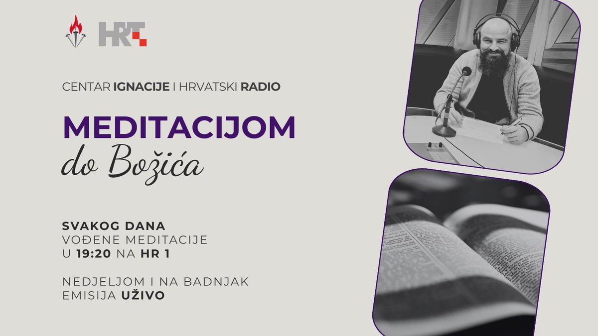 ignacijehr's tweet photo. I ove godine u suradnji s @hrtvijesti donosimo vođene audio “Meditacije do Božića”.🙏🏼
Slušajte nas svakog dana od 19:20 na Prvom programu HR 1, a nedjeljom i na Badnjak uživo s Tvrtkom Barunom SJ. 📻
#centarignacije #hrvatskiradio #prviprogram #hr1 #meditacijedobožića https://t.co/5f7r8Gv4d5