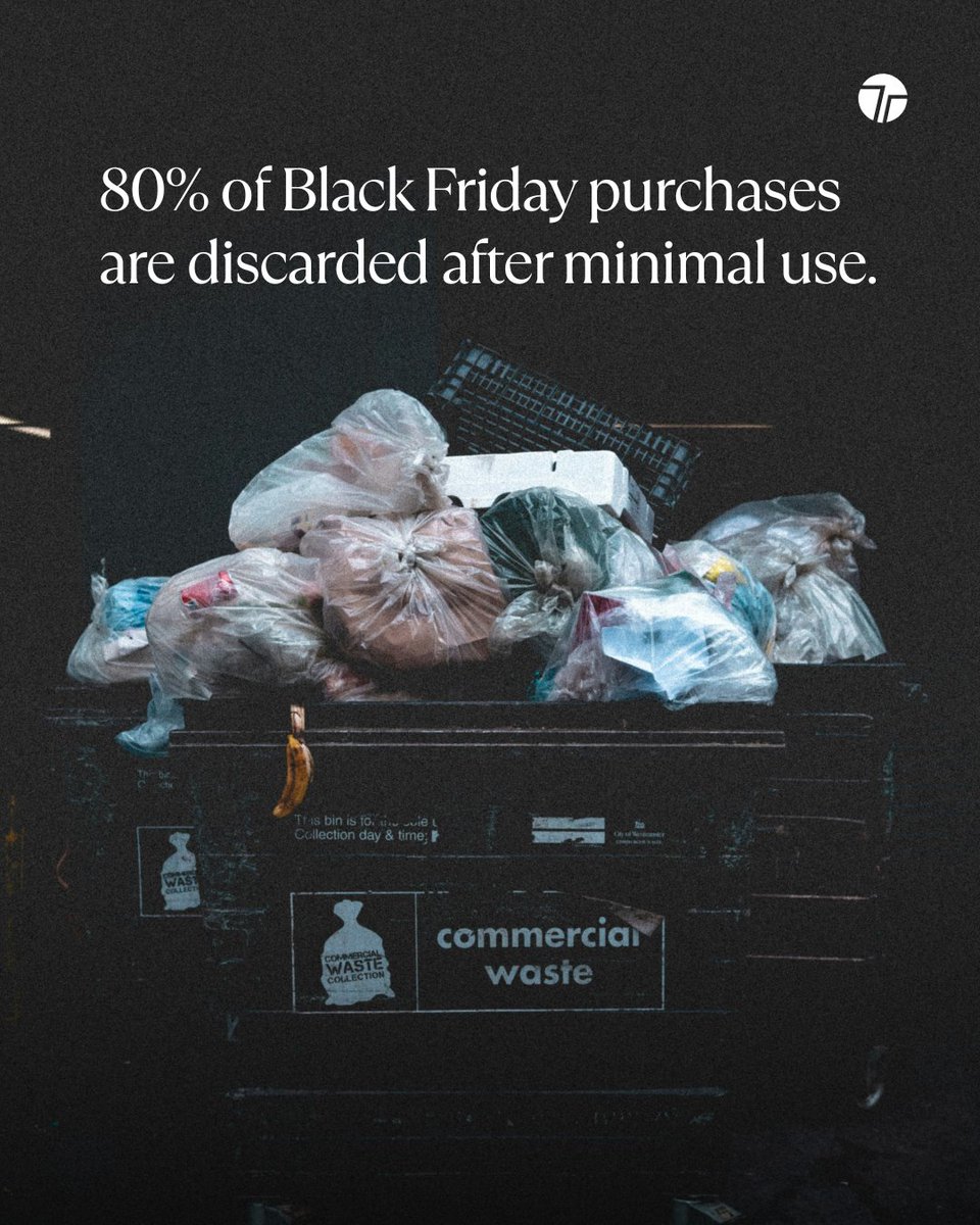 TechTeysha's tweet image. In the UK alone, Black Friday generates 700,000 tonnes of cardboard and plastic packaging waste. Shipping these goods produces 429,000 metric tonnes of greenhouse gas emissions. Meanwhile, 80% of Black Friday purchases end up discarded after minimal use. 

#BlackFriday