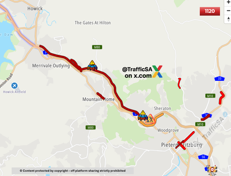 TrafficSA's tweet photo. KZN - Live View: N3 South: Massively High Volume of Trucks #BringBackRail https://t.co/fRiMvNYYJr
