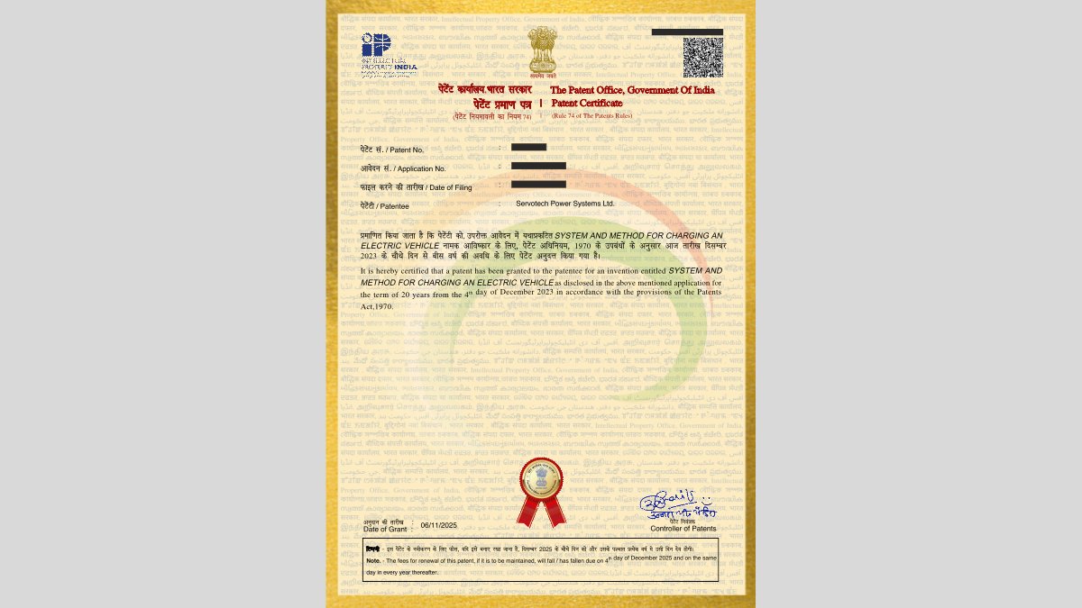 ACImagazine's tweet image. Servotech has secured a patent for its CCS2–GB/T charging conversion technology, enabling seamless charging of GB/T EVs through CCS2 fast chargers.
Servotech #EVCharging #CleanEnergy #EVInfrastructure #Innovation