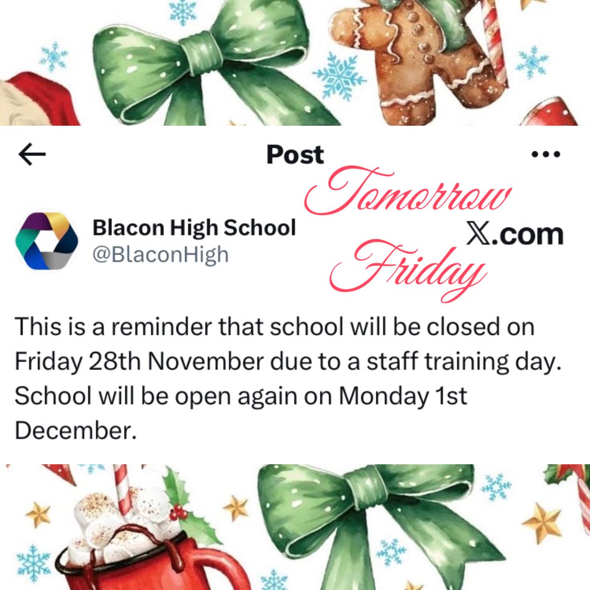 Blacon High School TOMORROW Friday 28th November 2025. <a href="/ShitChester/">12 years of Shitchester</a> <a href="/Dee1063/">Chester's Dee Radio</a>
