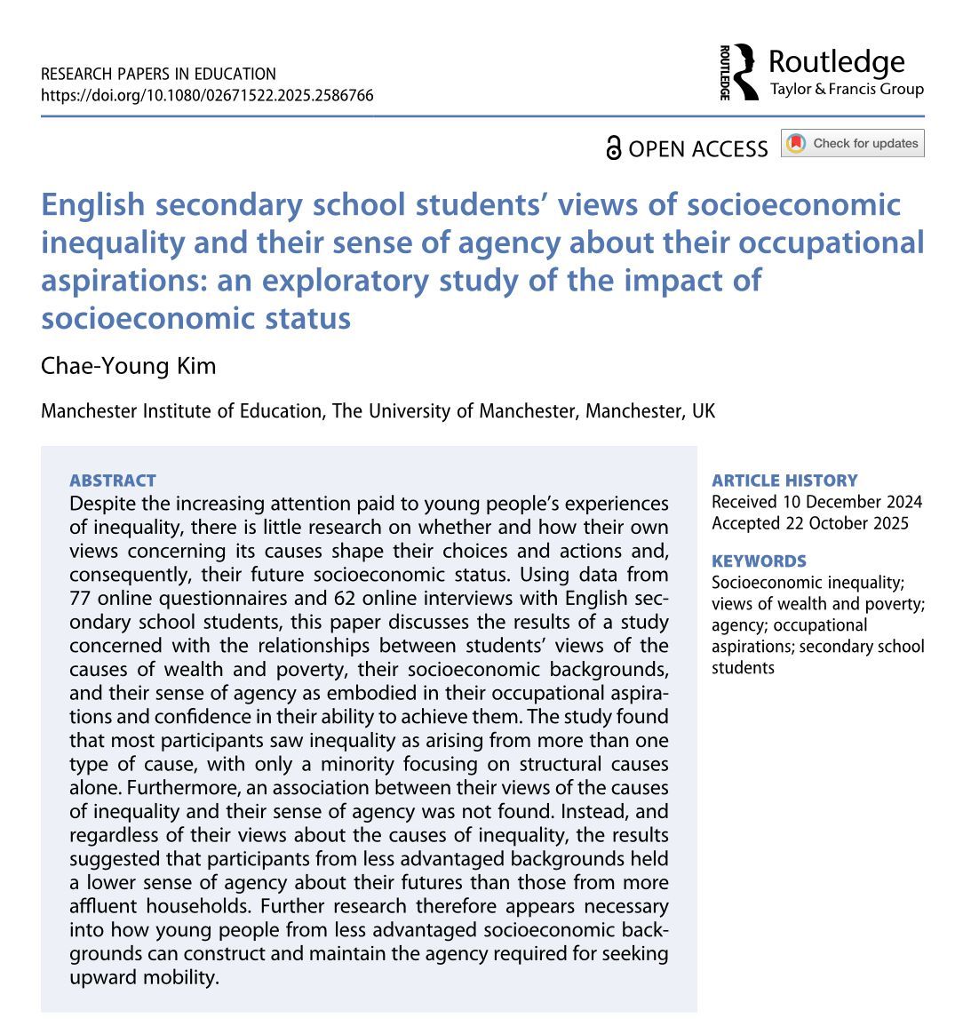 Research Papers in Education tweet media