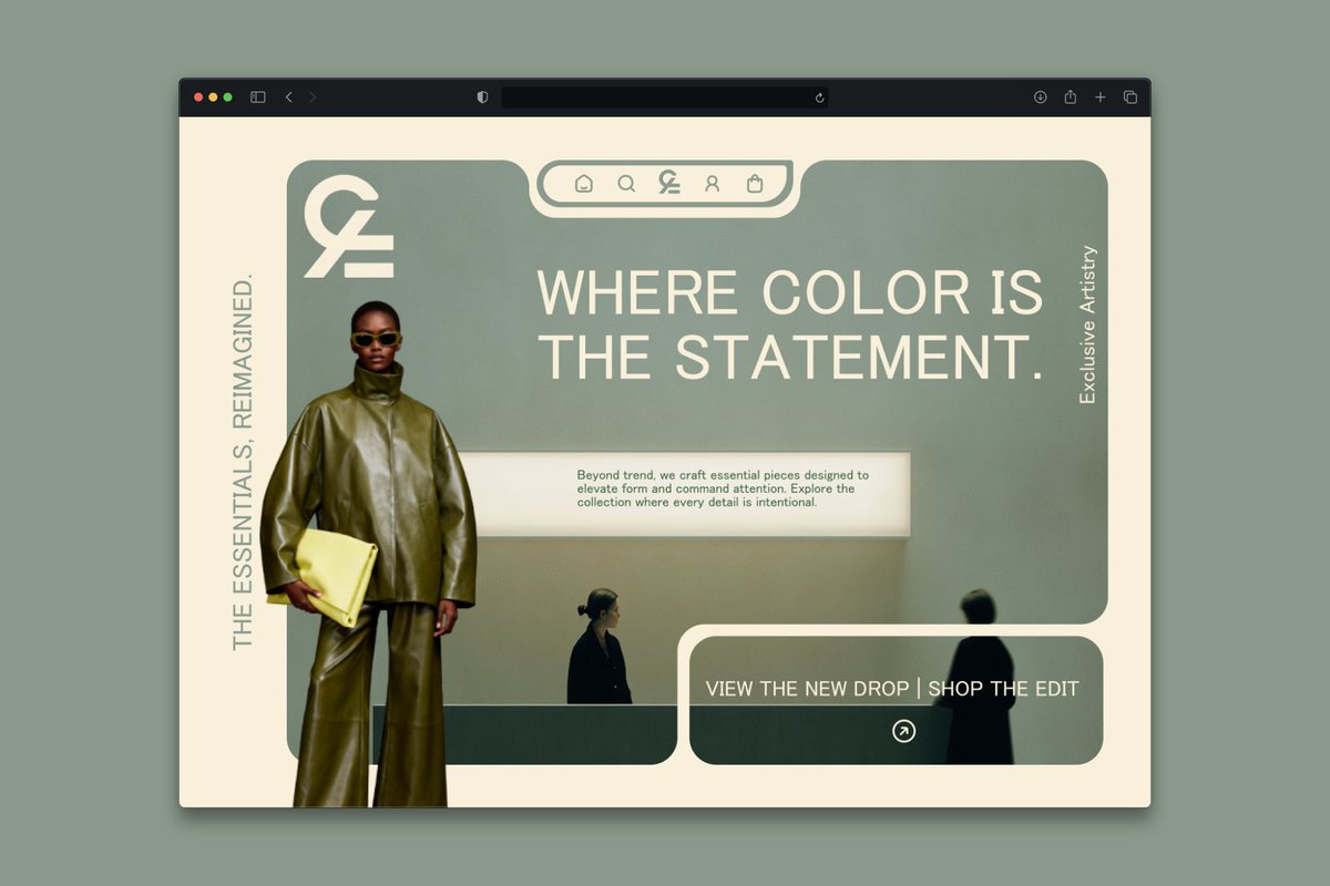 Rvoltedev's tweet image. Defined form meets curated boldness. This design system for a luxury fashion client blends high-contrast photography with structured, modernist layout blocks.
It’s not just a product showcase; it&apos;s an editorial statement on style and intention. The essentials, reimagined.