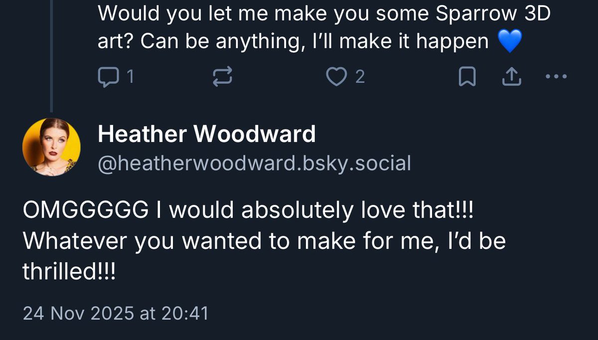 FabianooGuarino's tweet image. So Sparrow’s writer allowed me to make some 3D art for her, to thank her for crafting the perfection that is Sparrow. This is what I made 💙

👍, ♻️ and follows are much appreciated 🫶

#Sparrow #sparrow #APEX #ApexLegends #b3d