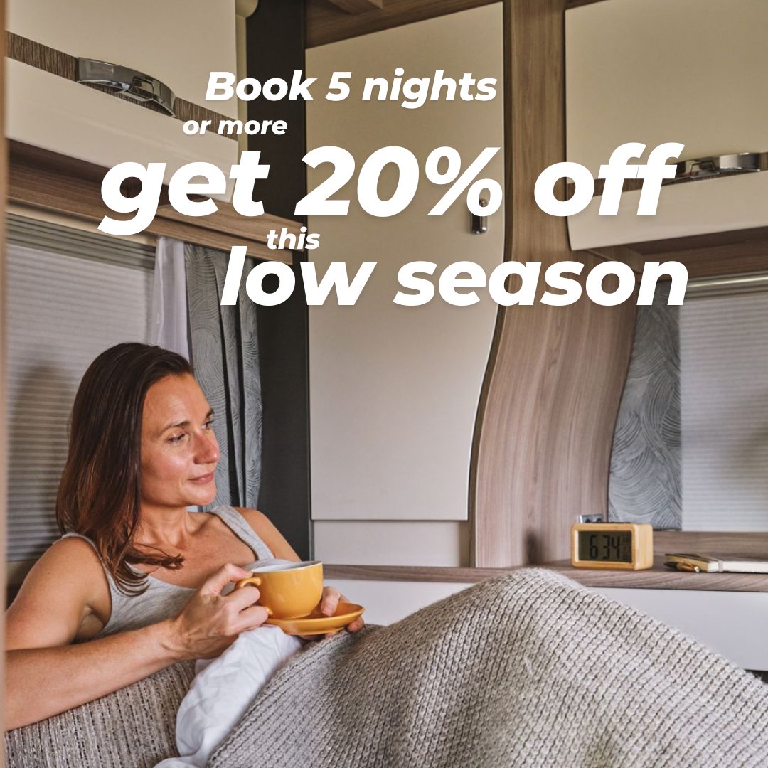 Who said holidays are just for summer? Enjoy quieter routes, stunning scenery &amp; magical markets 🌄 Book 5+ nights in the low season and get 20% off. WiFi, dog-friendly motorhomes and modern comforts included 🚐

 #WinterGetaway #OffSeasonTravel