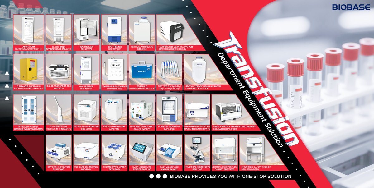 BIOBASE_CHINA's tweet image. BIOBASE’s Transfusion Dept Solution: Blood storage, processing, safety—all in one.Safe transfusion starts with the right gear.#TransfusionLab #BIOBASE  #medical #medicalequipment #laboratoryequipment #laboratory  #labfreezer #centrifuge #autoclave  #clinical