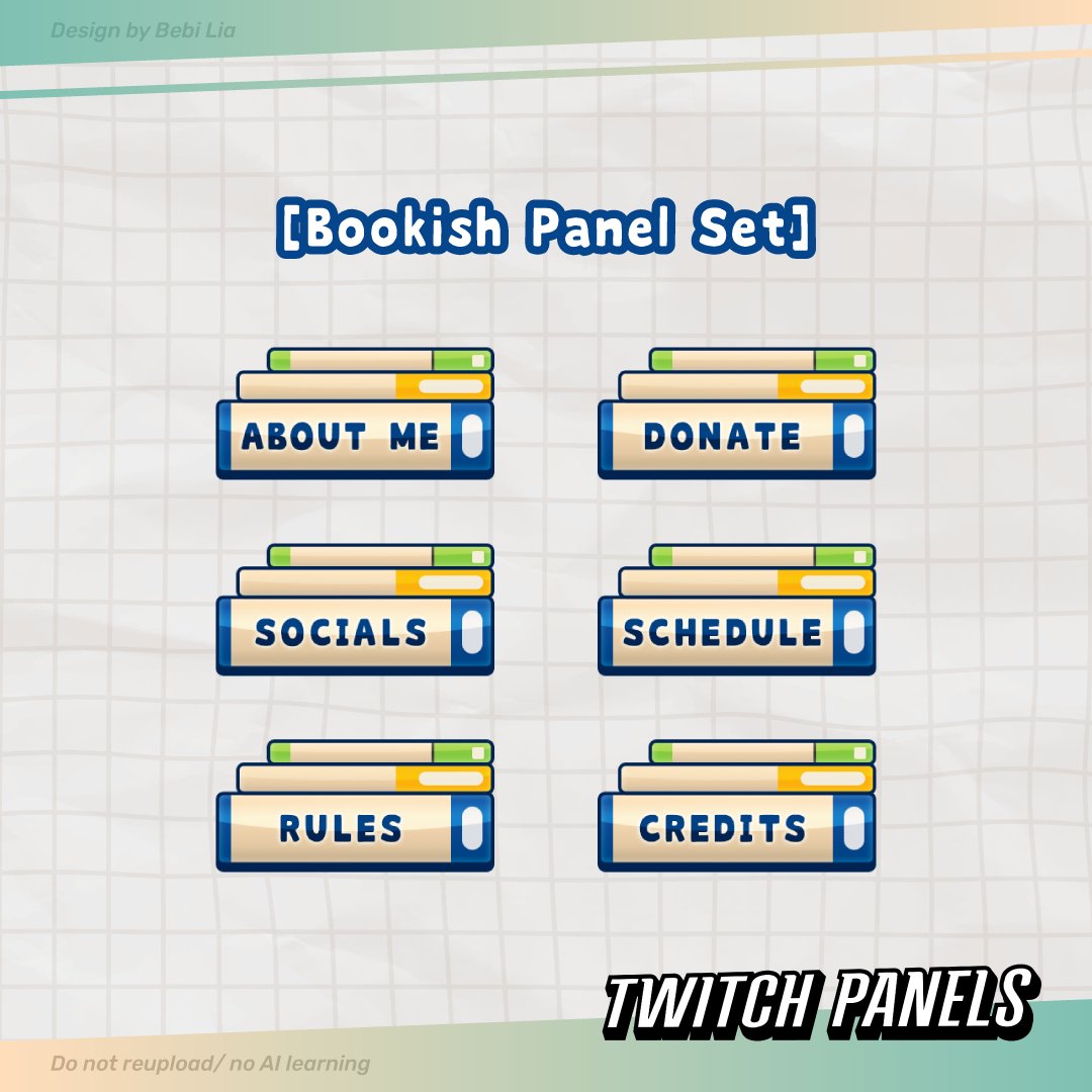 BebiLia_twt's tweet image. Hiya! These F2U twitch panels are now available on my vgen and kofi shop!! 6 panels + 1 blank in the set 💚

More &quot;bookish&quot; themed assets are coming! 

likes, rt and shares are appreciated 🫶 follow if you want to get updates on new designs :3

links below ⬇️
#VTuberAssets