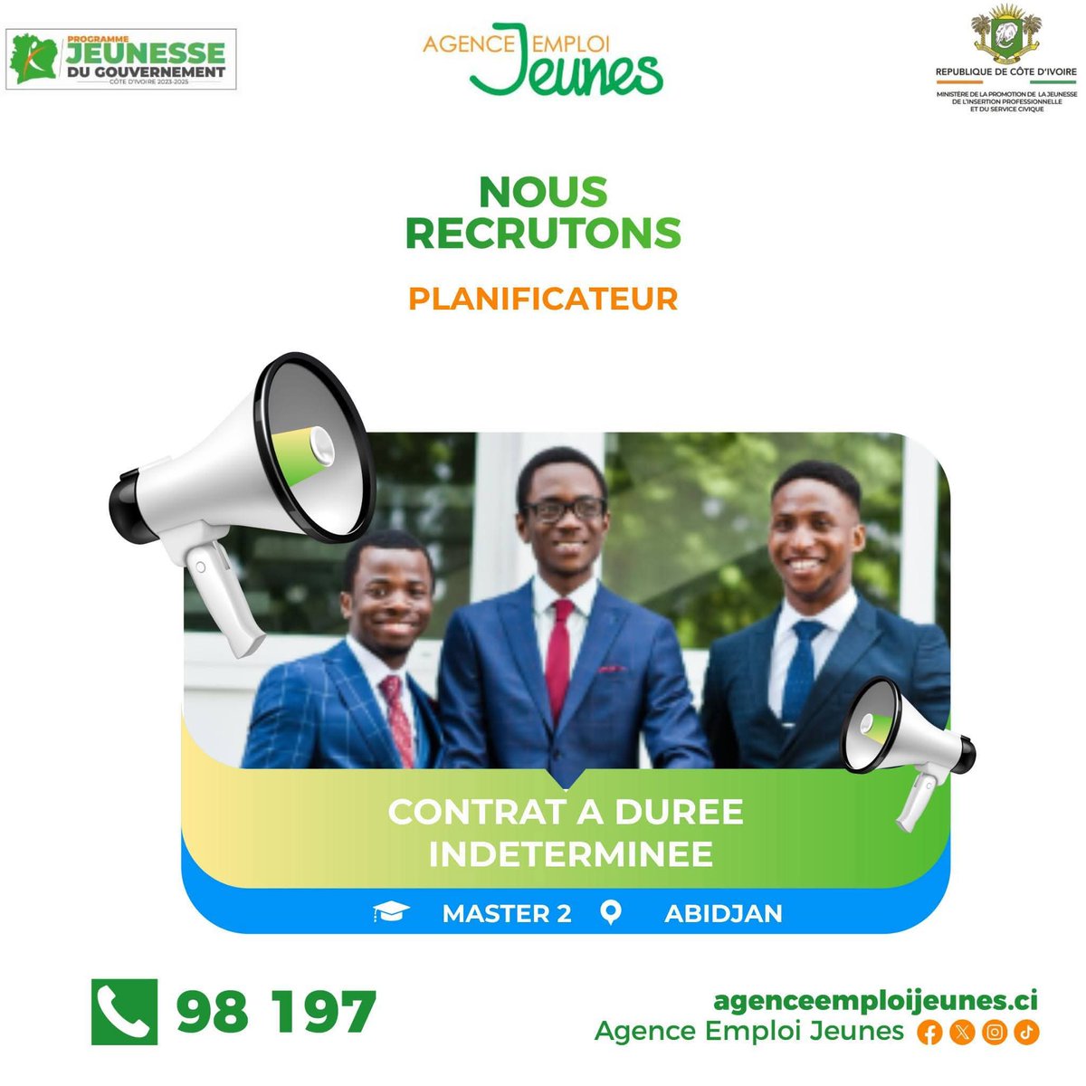 EmploiJeunesci's tweet image. #JobAlert
🔴CDI
Nous recrutons 1 planificateur pour le compte d&apos;un partenaire. 
👉 Rendez-vous sur le site agenceemploijeunes.ci pour postuler et découvrir plus d&apos;offres.

📌Tous les services de l&apos;Agence Emploi Jeunes sont gratuits
#jobinfo #CDI #PJGOUV #Planificateur