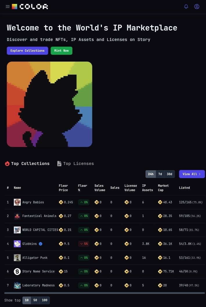 EddyGdoogle085's tweet image. Just checked out the @color_mp DApp and it’s actually pretty cool.
You can browse IP assets, NFTs, and licenses all in one place, way smoother than I expected.
Feels like a solid hub for creators.