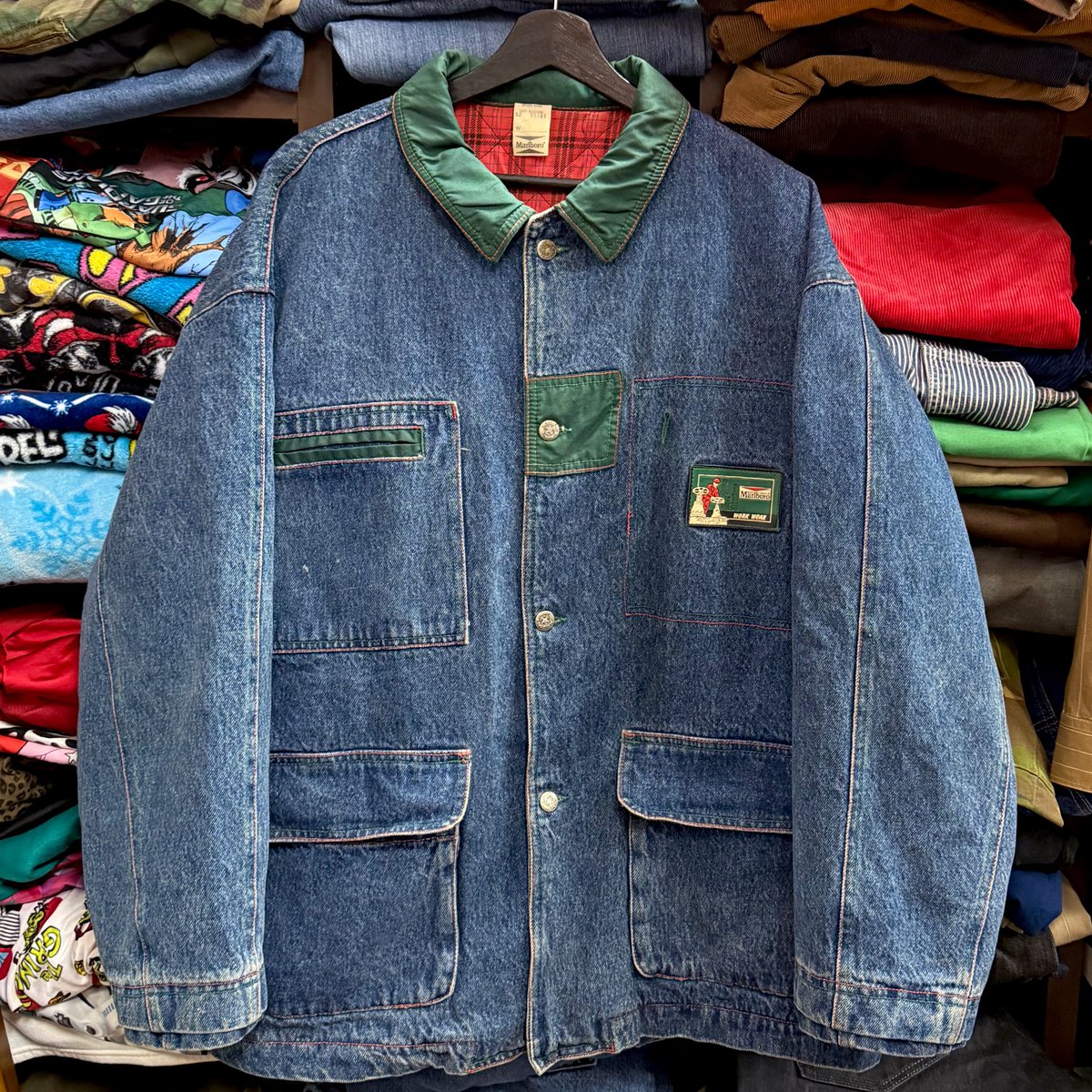 90's Marlboro デニムカバーオール XLサイズ #吊り橋ピュン