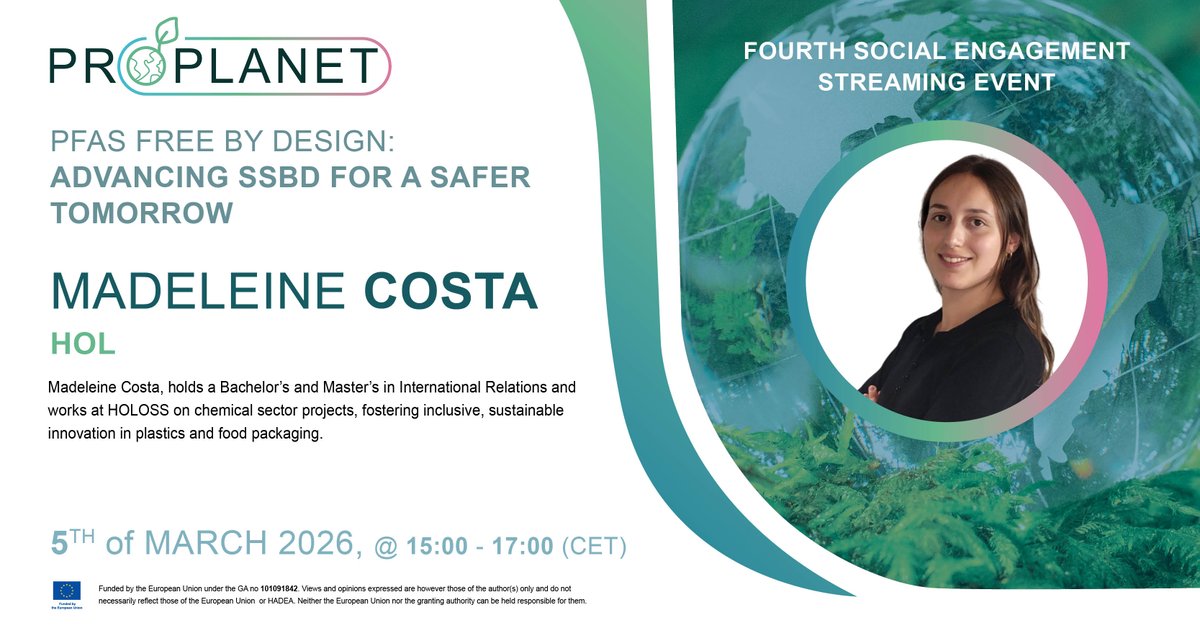 🎤 Meet Our Host: Madeleine Costa from <a href="/Holoss_lda/">HOLOSS - Holistic and ontological solutions</a> ! 🌍

We are excited to welcome Madeleine Costa as the host of the 4th <a href="/PROPLANETeu/">PROPLANET Project</a>  Project Streaming Event on March 5th! 🎥✨

Madeleine will kick off the event with an inspiring welcome speech, emphasizing:
✅ Why PFAS