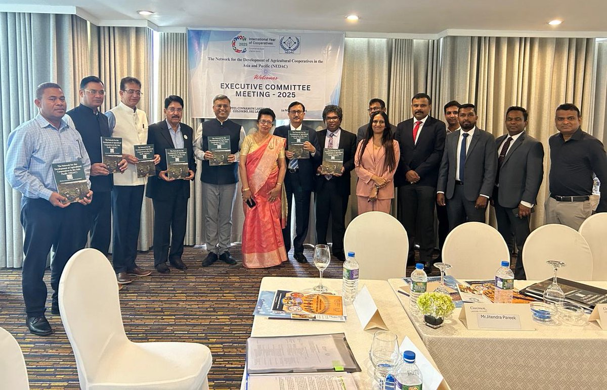 ncuicoop's tweet image. The Executive Committee (ExCom) Meeting of the NEDAC was successfully convened on 24 Nov 2025 in Colombo. The meeting brought together senior representatives from leading cooperative institutions across the Asia-Pacific (AP) region. Dr. Sudhir Mahajan, IAS (Retd.), Chief…