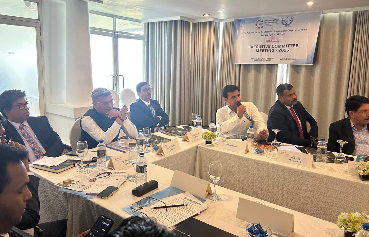 ncuicoop's tweet image. The Executive Committee (ExCom) Meeting of the NEDAC was successfully convened on 24 Nov 2025 in Colombo. The meeting brought together senior representatives from leading cooperative institutions across the Asia-Pacific (AP) region. Dr. Sudhir Mahajan, IAS (Retd.), Chief…