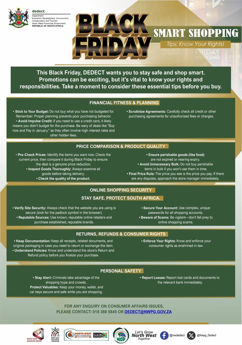 Black Friday Smart Shopping Tips: Know Your Rights!
​
This Black Friday, DEDECT wants you to stay safe and shop smart. Promotions can be exciting, but it's vital to know your rights and responsibilities. Take a moment to consider these essential tips before you buy.