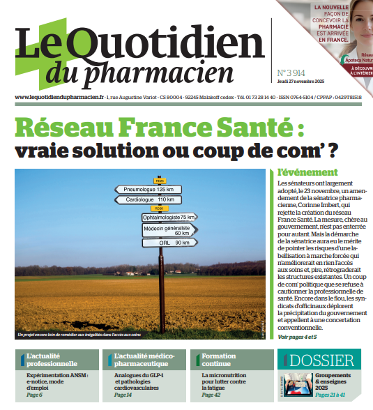 À la Une du Quotidien du Pharmacien du jour, notre dossier sur la création du réseau France Santé.

Retrouvez le journal au format numérique sur notre site bit.ly/qph-edition-ab…