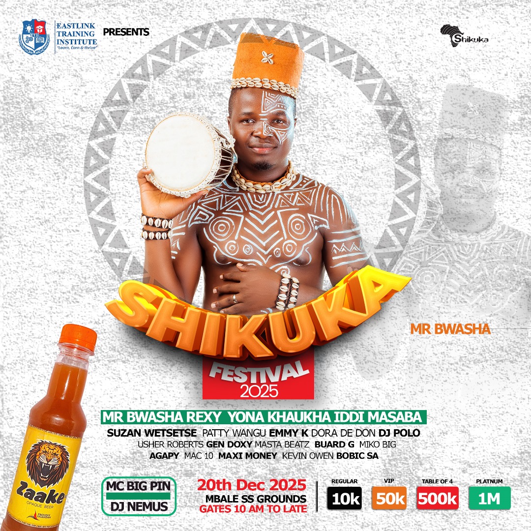 "WAMBUYA" hit maker <a href="/mr_bwasha/">Mr. Bwasha</a> will be headlining the <a href="/shikukafestival/">Shikuka Festival</a> on 20th Dec. 2025 at Mbale SS grounds.
Join Us!
Let's come together to celebrate the beauty of Bamasaaba culture! 

#ShikukaFestival2025