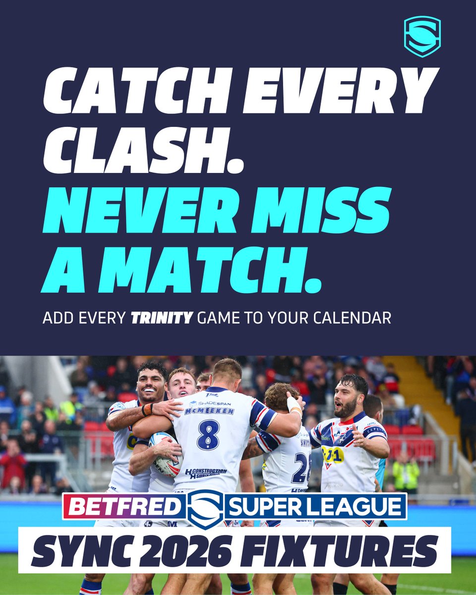 🗓️ Stay up to date with any fixture changes throughout 2026 with ECAL!

Sync all of our 2026 Betfred Super League games to your preferred digital calendar now!

👉🏻 superleague.ecal.com/trinity

#UpTheTrin