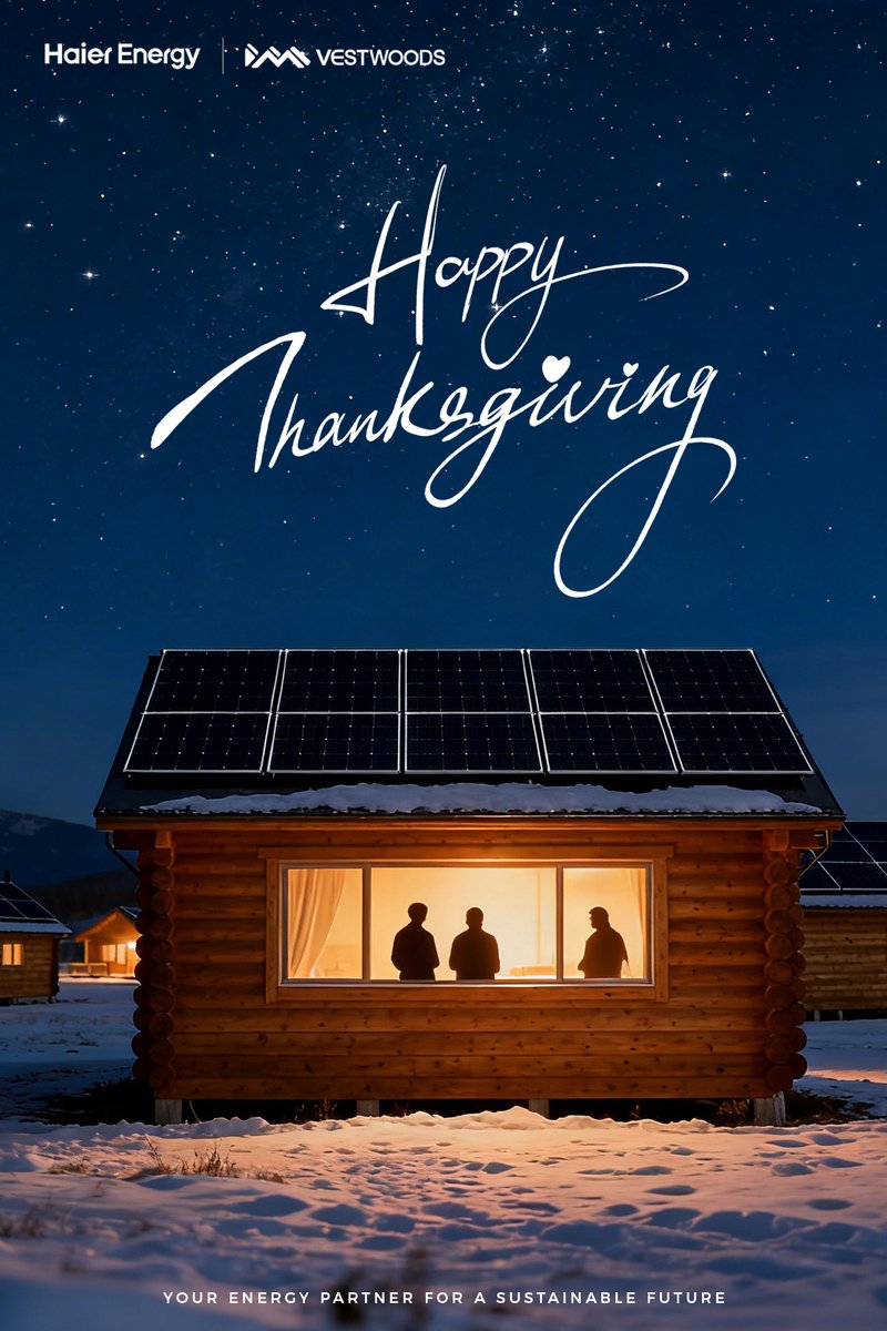Happy Thanksgiving from Vestwoods by Haier energy
Here’s to warmth, connection, and a greener future together.
Wishing you and your loved ones a warm, bright, a sustainable Thanksgiving!💡
#HaierEnergy #Vestwoods #Thanksgiving2025 #RenewableEnergy #SolarPower #SustainableHome