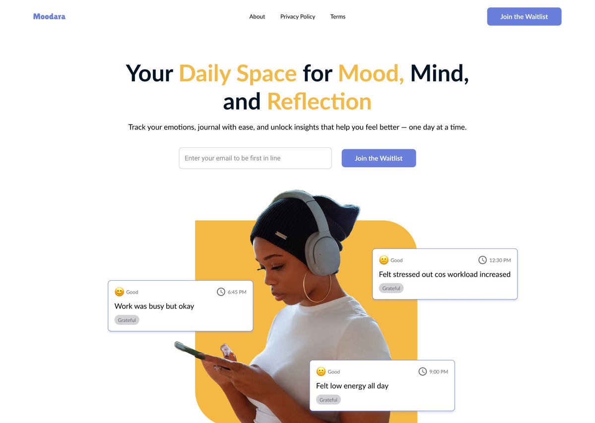 Soulb411's tweet image. One big goal for Moodara: simplicity over complexity.

Most mood apps I tried felt overwhelming or cluttered.
I’m designing Moodara.app so anyone can log their mood in seconds, not minutes.

Simple &amp;gt; feature-heavy. Always.
