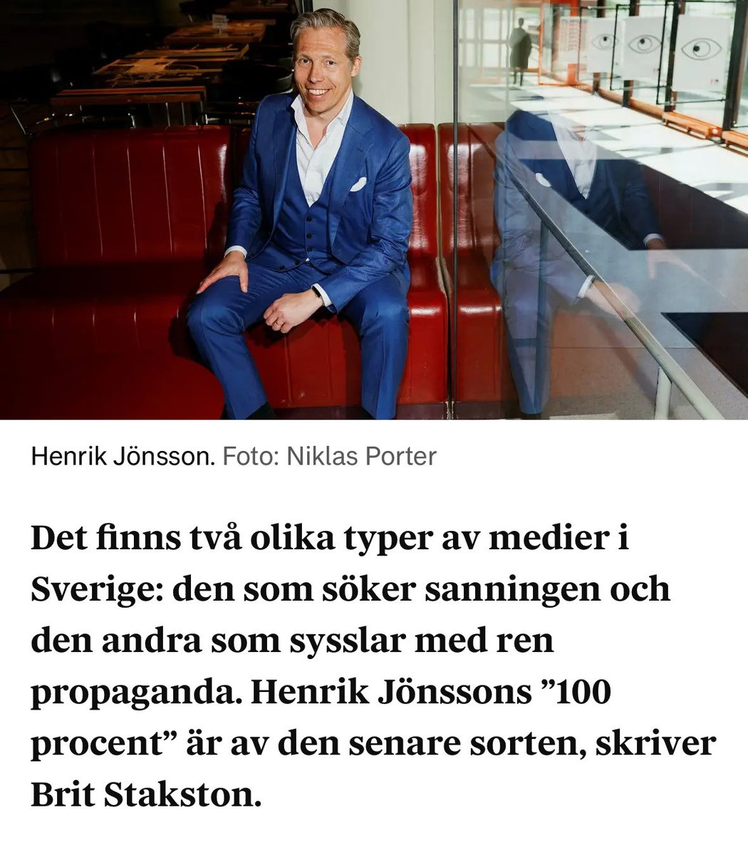 När Henrik Jönsson inte vill berätta vilka hans finansiärer är blir det så tydligt att han är bulvan. Ett redskap för ljusskygga  kapitalintressen som betalar för att få politisk makt. Till 100%. Motsatsen till granskande journalistik.