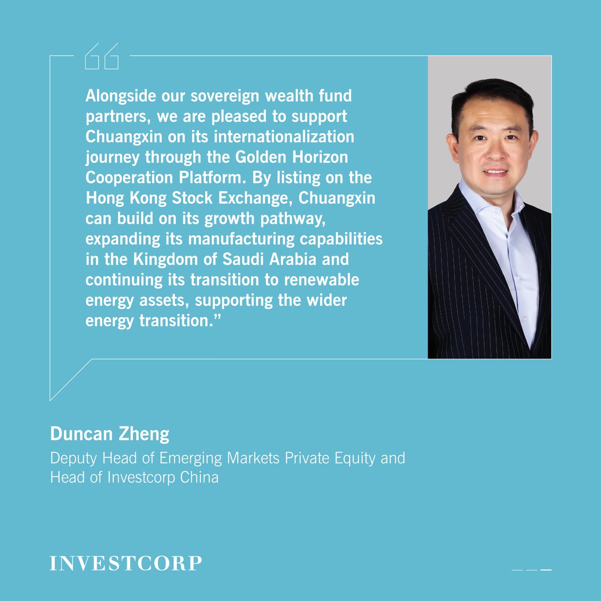 #Investcorp announced its participation, through the Golden Horizon Cooperation Fund as a cornerstone investor, in the $813 million IPO of China’s Chuangxin Industries Holdings Limited on the Hong Kong Stock Exchange. Founded in 2012, Chuangxin is an integrated aluminum