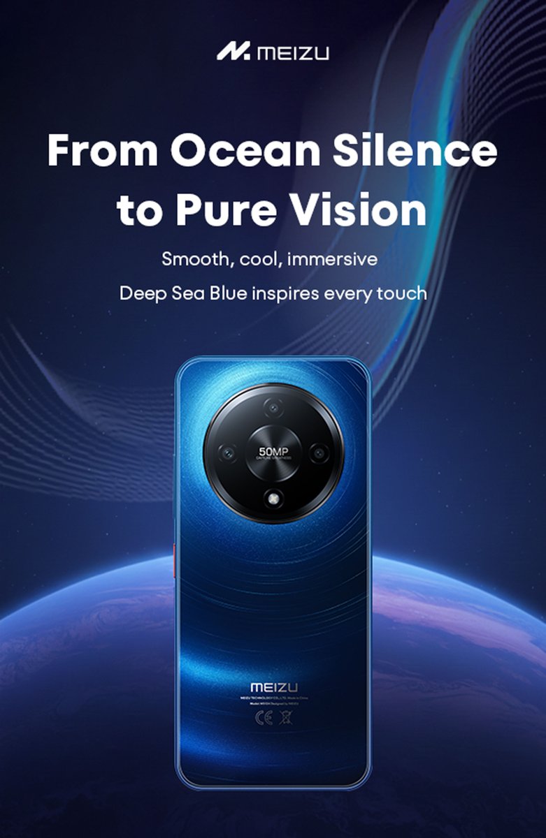 MEIZU's tweet image. From ocean-deep calm to pure, vivid vision.
Meet Meizu Mblu 22 Pro in Deep Sea Blue — smooth, cool, and endlessly immersive.
#Meizu #meizumblu22Pro #DeepSeaBlue #SmartphonePhotography #MobileDesign #OceanInspired #TechStyle #NextGenMobile #AndroidPhone #MobileInnovation