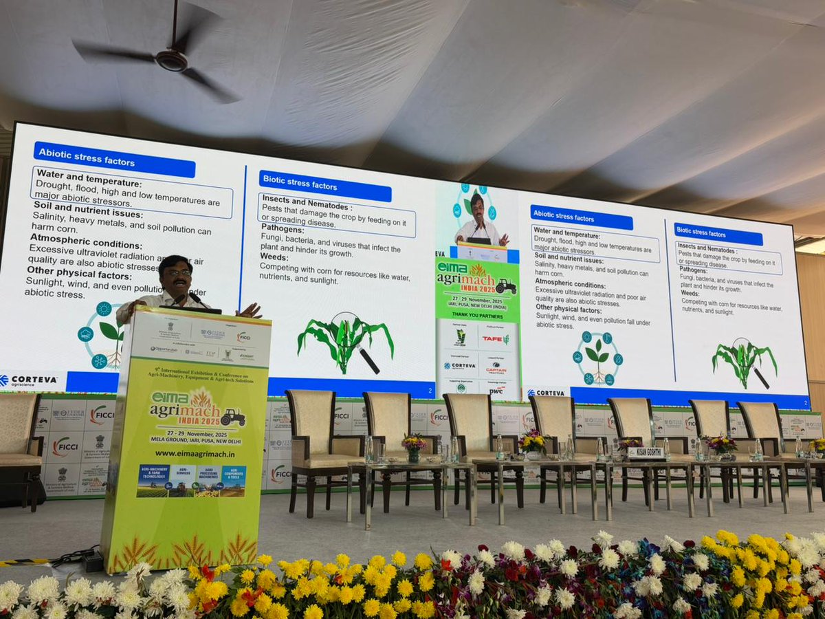 Eima_Agrimach's tweet photo. Fall armyworm (FAW) can devastate maize crops! 🌽

Look out for these injury symptoms:

🐛 Seedling cutting
🐛 Tassel feeding
🐛 Ear damage leading to yield loss

A session by Dr. Basweshwar Ghodki, Field Scientist at Corteva Agriscience at #EIMAAgrimach2025 https://t.co/V9pTH3Pu8y