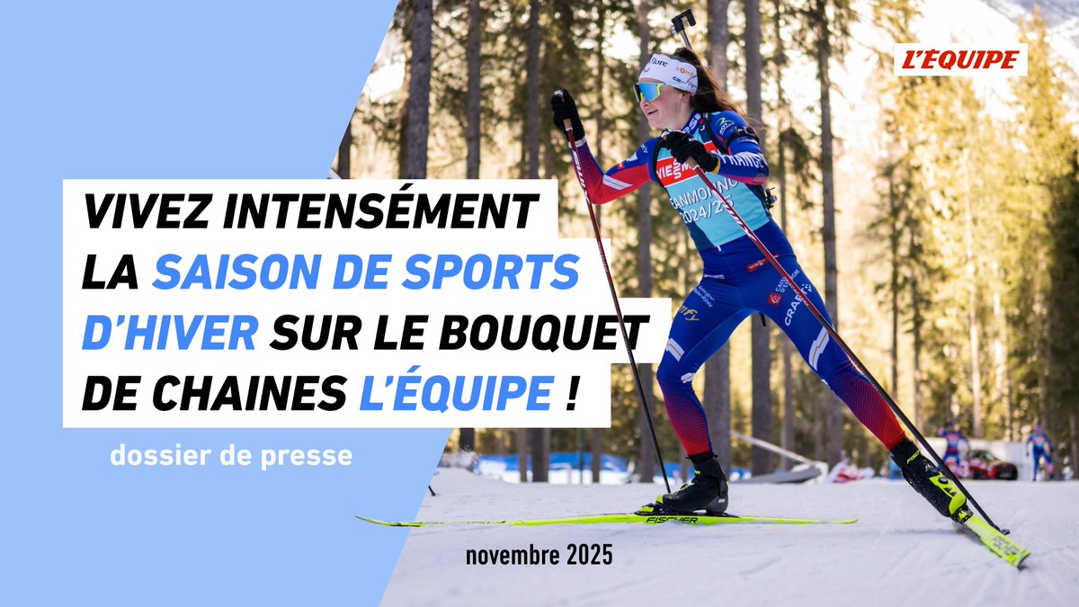 lequipe_pro's tweet image. #DossierDePresse

&quot;Vivez intensément la saison de sports d&apos;hiver sur le bouquet de chaines @lequipe !&quot; ❄️

RDV dès samedi 12h en direct et en clair sur @lachainelequipe pour le début de la saison 2025-2026, avec le biathlon ! ⛷️

Pour tout savoir : netstorage.lequipe.fr/communication/…