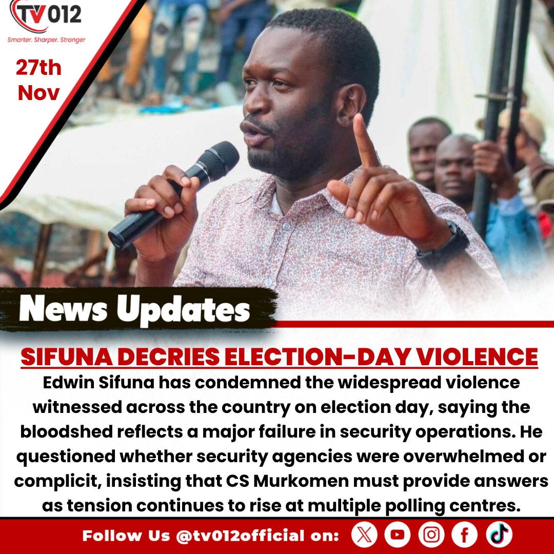 tv012official's tweet image. Sifuna Decries Election-Day Violence

#ElectionDay #EdwinSifuna #SecurityConcerns #tv012newsupdate