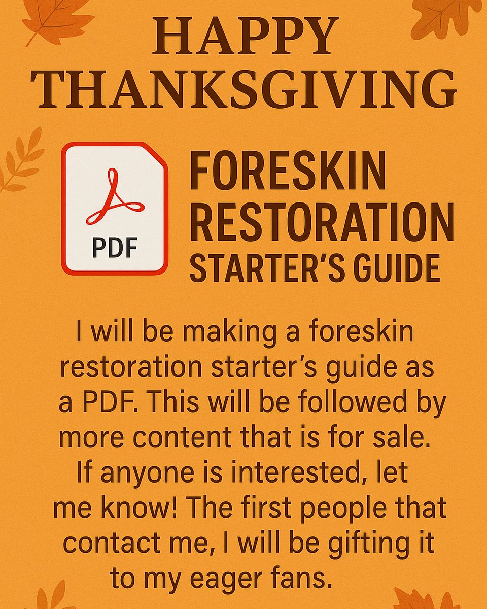 4skinlife's tweet image. I’m releasing my Foreskin Restoration Starter Guide (PDF) soon.
If you want a copy, DM me —
first people to reach out get it FREE.
More content coming.
This is just the beginning.
#ForeskinRestoration #MensHealth #MenHealing #BodyAutonomy #MenSupportMen #RestorationCommunity