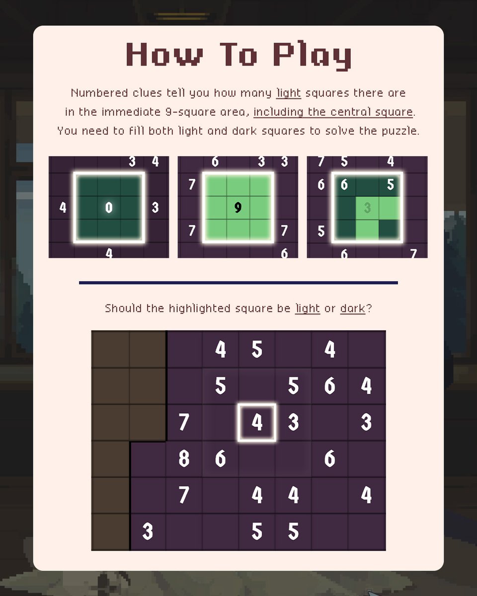 divide_plunder's tweet image. It&apos;s the weekend, which means… more time for #puzzles!

Can you work out whether the highlighted square is light or dark? Let me know if you can solve it. 🤔

#indiedev #gamedev #indiegame #puzzlegame