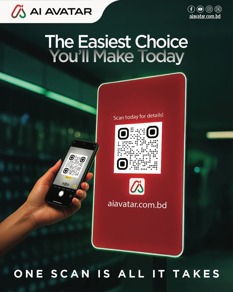 aiavatarbdltd's tweet image. Making smart decisions should feel easy
Scan the code and step into a smoother, faster way to connect with your AI companion
One scan and you are in

#AIAvatarBangladesh #SmartChoice #EasyDownload #AppForYou #ScanToStart #AICompanion #BanglaTech #DigitalEase