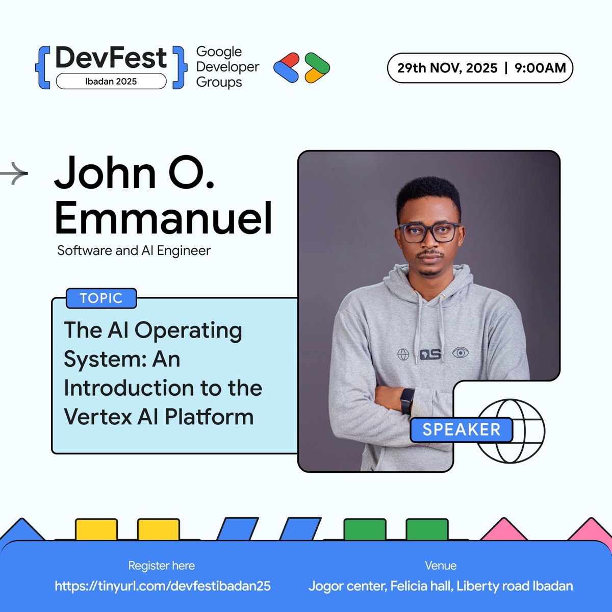 We are excited to announce <a href="/john_pels/">John O. Emmanuel</a> as a speaker for #DevFestIbadan25

John is a Software &amp; AI Engineer, open-source champ, and mentor with 5+ years slinging full-stack/mobile magic in React, React Native, Node.js, and TypeScript, leading global teams to ship scalable apps that