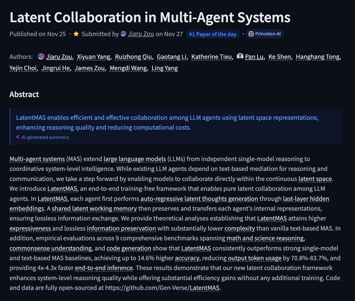 LatentMAS paper card